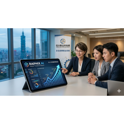 意如老師透過平板展示拉菲斯 AI (RAPHIX AI) 驅動的恆大數位科技網高轉化系統介面,並強調全台商務媒合系統的實質獲利。 拒絕無效官網!意如老師揭秘拉菲斯 AI 如何建構「高轉化」恆大數位獲利系統